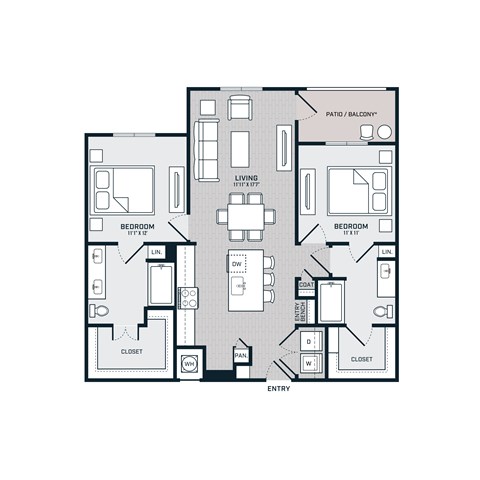 B2 Floor Plan at The Bridge at McKinney, McKinney, TX